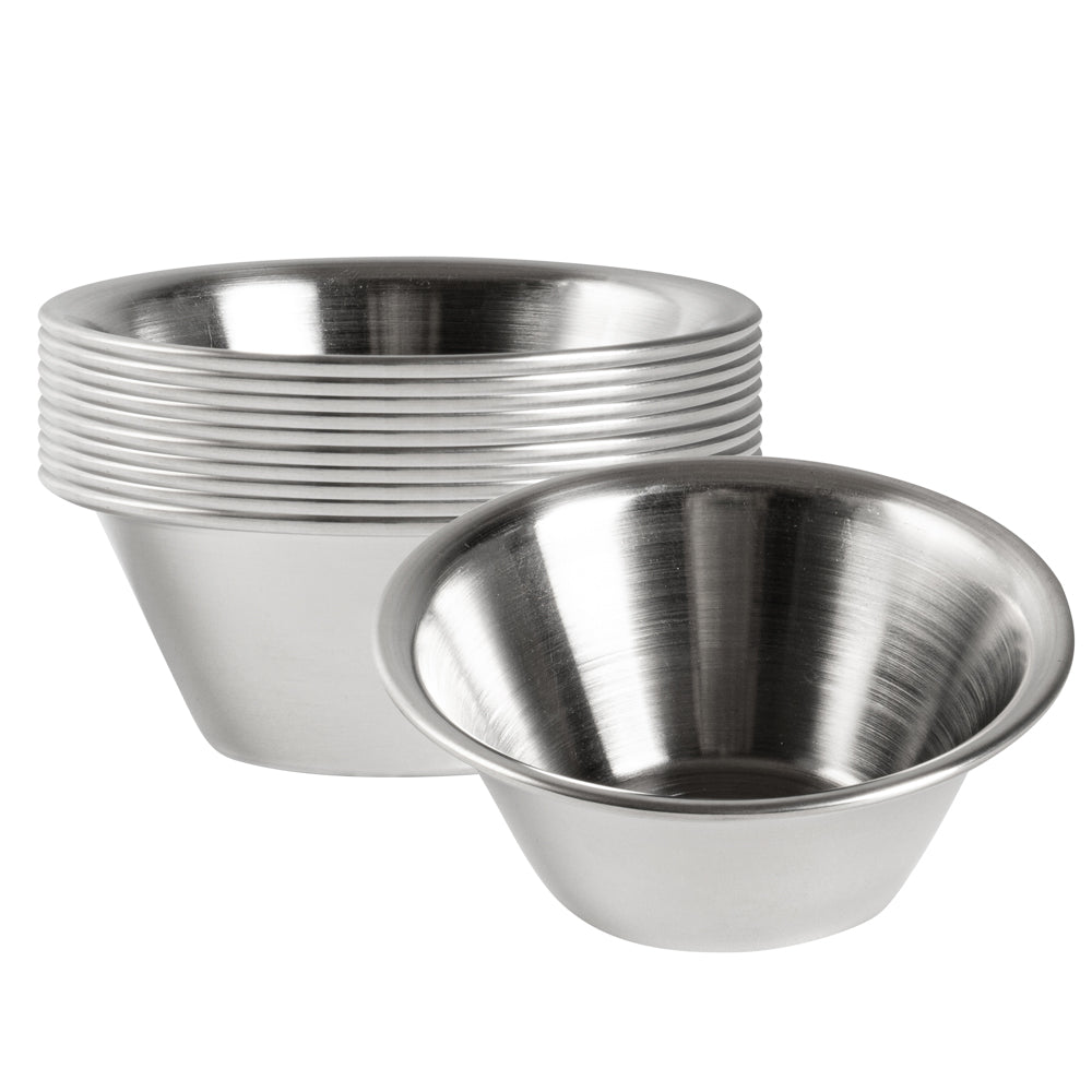 2 oz Stainless Steel Condiment Cup - 2 3/4" x 2 3/4" x 1" - 10 count box