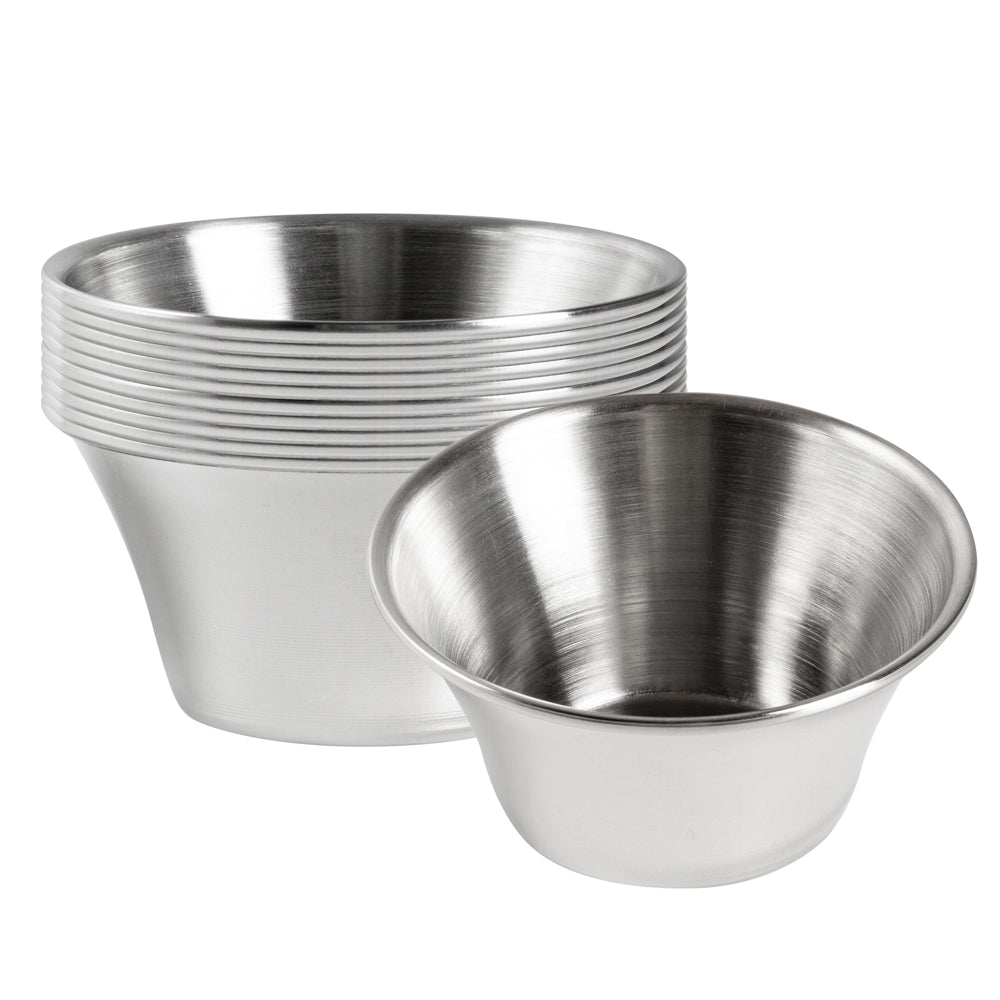 4 oz Stainless Steel Condiment Cup - 3" x 3" x 1 1/2" - 10 count box