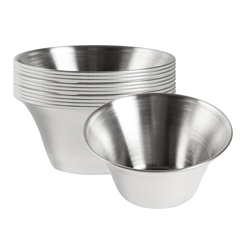 6 oz Stainless Steel Condiment Cup - 3 3/4" x 3 3/4" x 2" - 10 count box