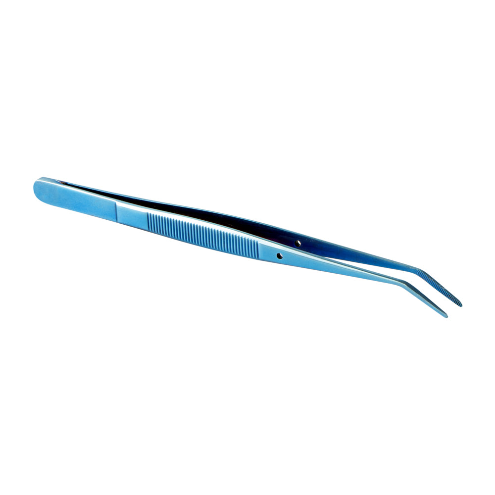 Perfect Point Titanium Blue Stainless Steel Slant Nose Tweezers - 6 1/4" x 3/4" x 1/2" - 1 count box