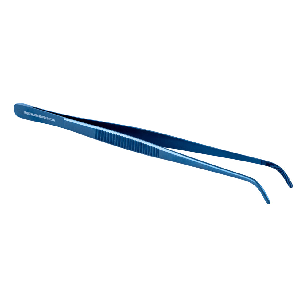 Perfect Point Titanium Blue Stainless Steel Short Slant Nose Tweezers - 9 1/2" x 3/4" x 1/2" - 1 count box