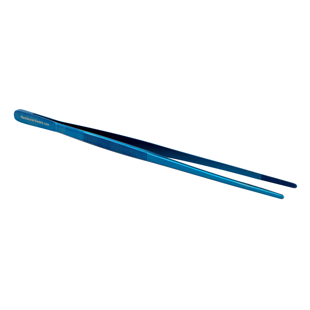 Perfect Point Titanium Blue Stainless Steel Long Straight Tweezers - 11 3/4" x 3/4" - 1 count box