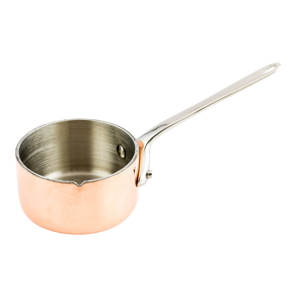 2 oz Copper Stainless Steel Mini Sauce Pan - Easy Pour Lip - 5" x 2 1/4" x 2" - 1 count box