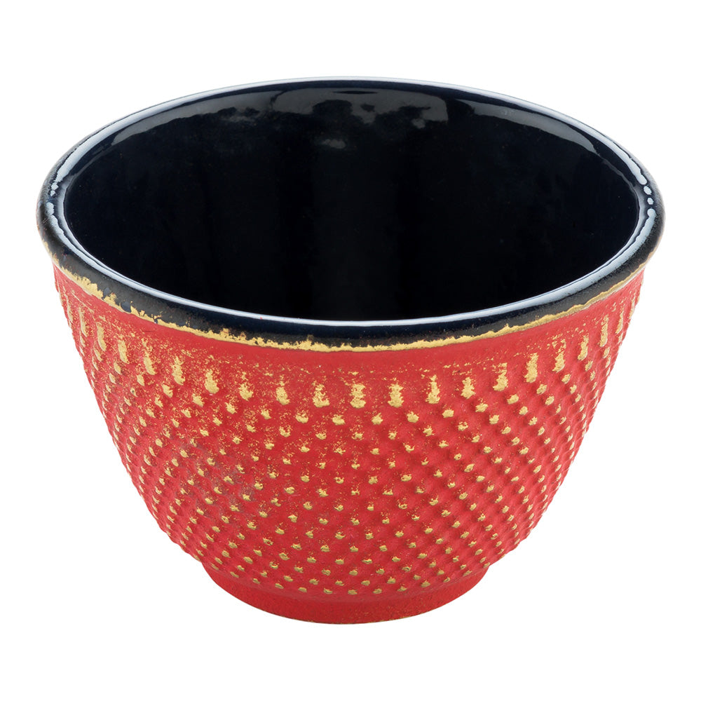 Tetsubin 4 oz Red Cast Iron Tea Cup - Hobnail - 3" x 3" x 3 1/4" - 2 count box