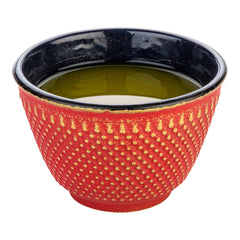 Tetsubin 4 oz Red Cast Iron Tea Cup - Hobnail - 3