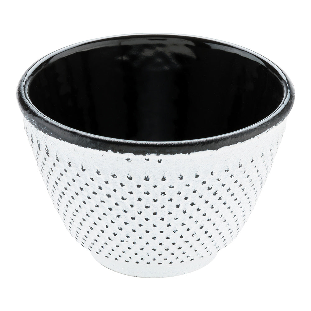 Tetsubin 4 oz White Cast Iron Tea Cup - Hobnail - 3" x 3" x 3 1/4" - 2 count box