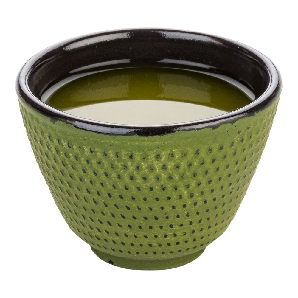 Tetsubin 2 oz Green Cast Iron Tea Cup - Hobnail - 2 1/2" x 2 1/2" x 1 3/4" - 2 count box