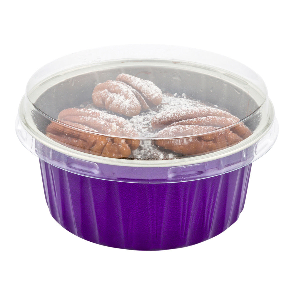 Round Clear Plastic Flat Lid - Fits 4 oz Aluminum Baking Cup - 3 1/2" x 3 1/2" - 100 count box