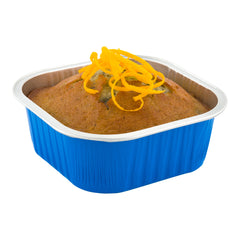 10 oz Square Blue Aluminum Baking Cup - Lids Available - 4 1/4