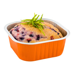 10 oz Square Orange Aluminum Baking Cup - Lids Available - 4 1/4