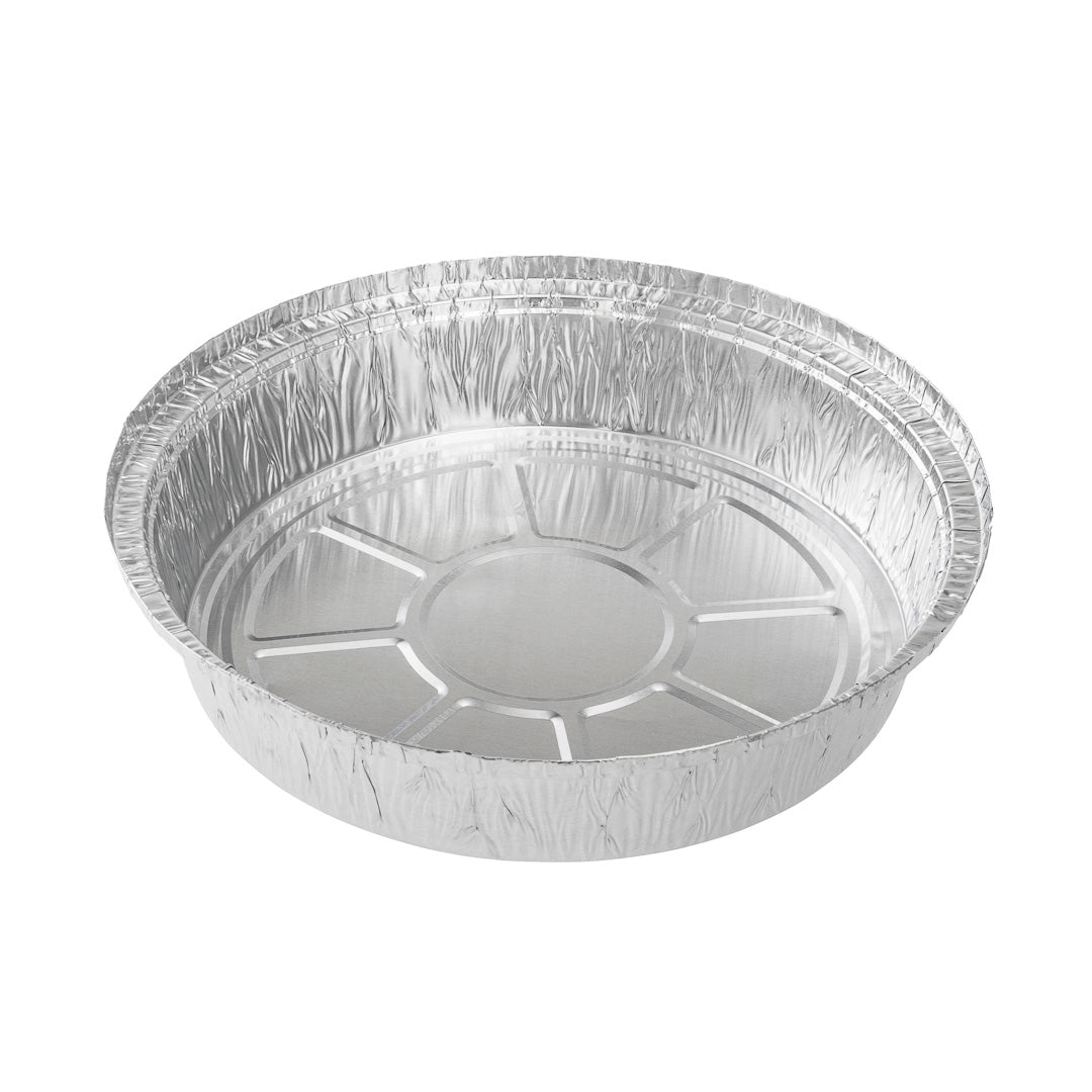 Foil Lux 37 oz Round Aluminum Take Out Pan - Heavy Weight - 9" x 9" x 2" - 100 count box