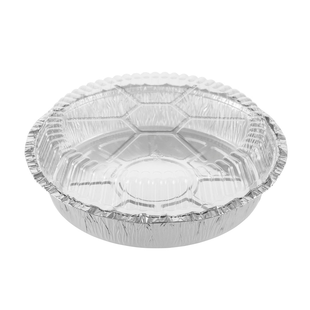 Foil Lux Round Clear Plastic Dome Lid - Fits 8" Take Out Pan - 100 count box