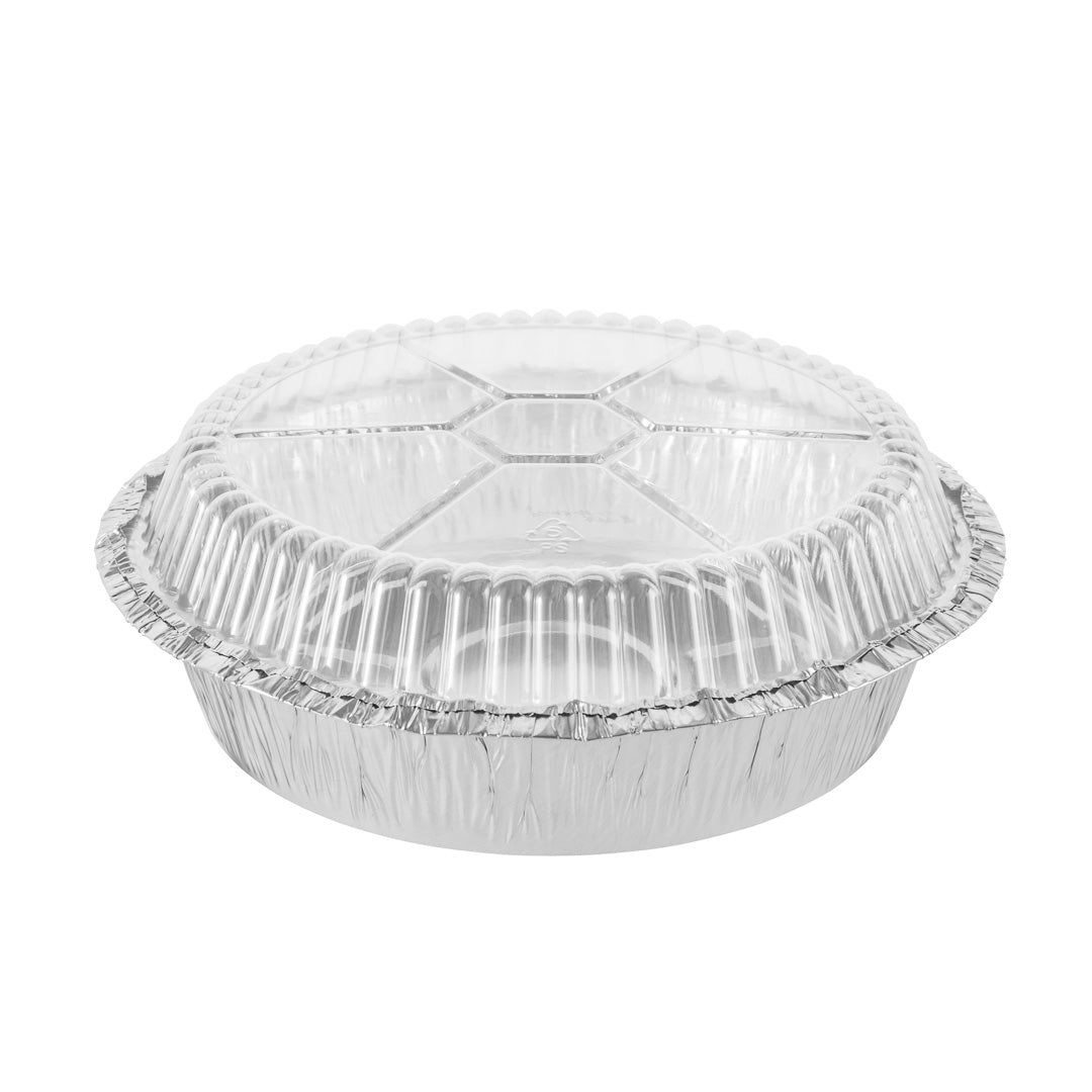 Foil Lux Round Clear Plastic Dome Lid - Fits 7" Take Out Pan - 100 count box