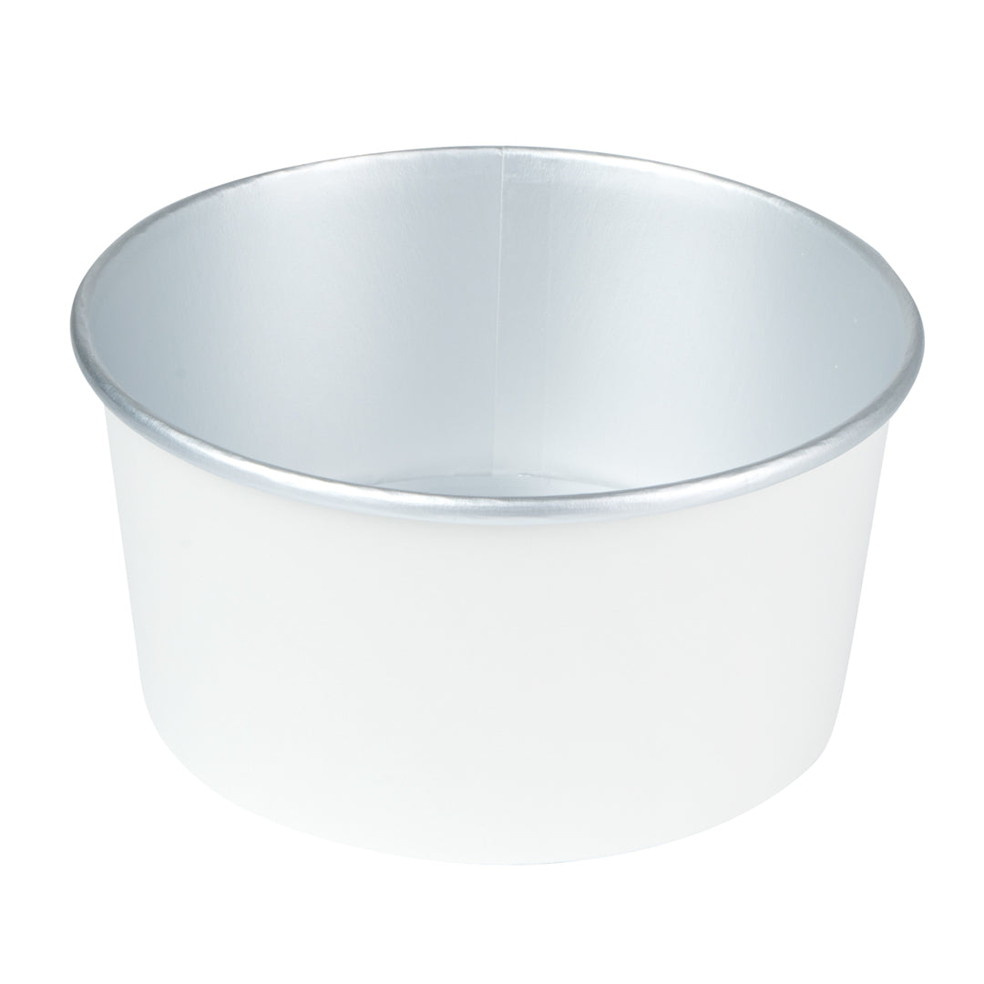 Foil Lux 33 oz White Paper Take Out Container - with Foil Interior - 6" x 6" x 3" - 200 count box