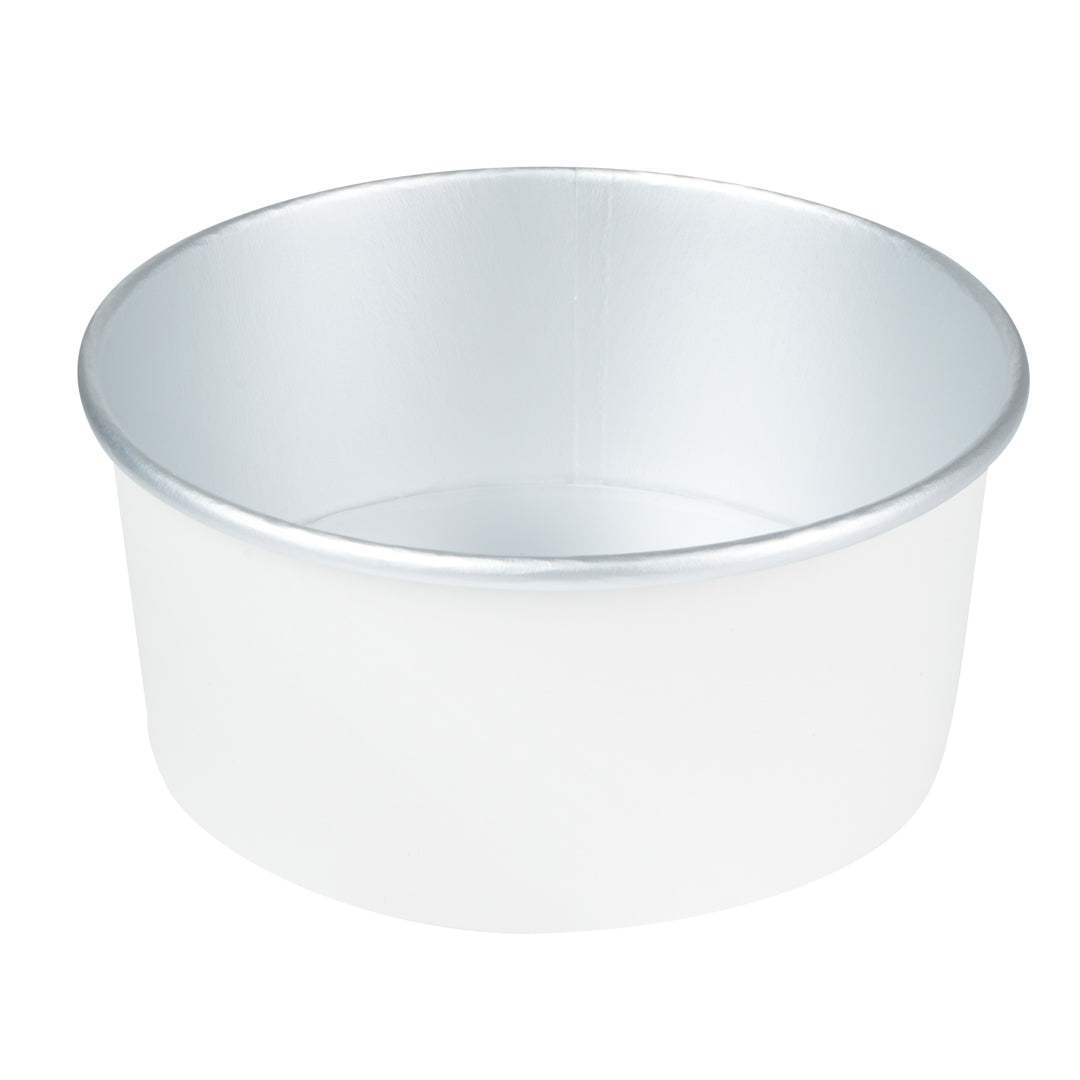 Foil Lux 42 oz White Paper Take Out Container - with Foil Interior - 6 1/2" x 6 1/2" x 3" - 200 count box