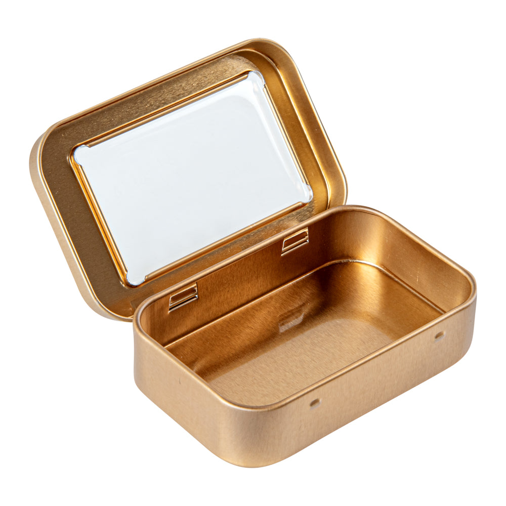 RW Base 4 oz Rectangle Gold Tin Container - with Window Lid - 100 count box