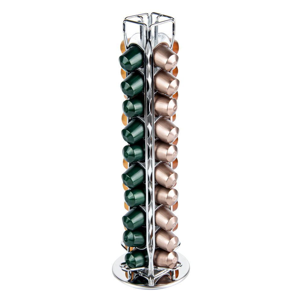 Restpresso Iron Coffee Pod / Capsule Holder - Revolving, Holds 40 Nespresso Capsules - 4 1/2" x 4 1/2" x 14 1/2" - 1 count box