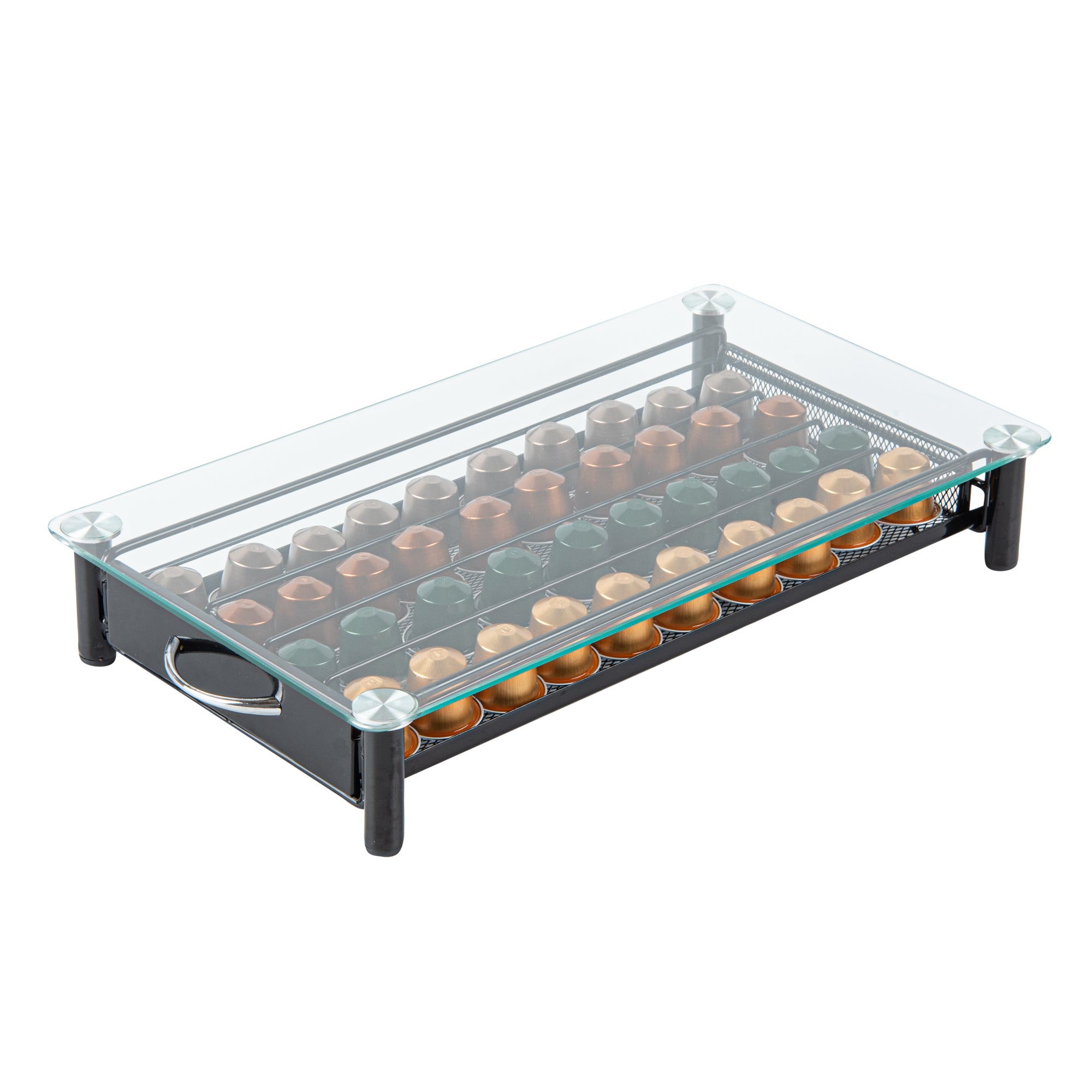 Restpresso Iron Coffee Pod / Capsule Storage Drawer - Holds 40 Nespresso Capsules - 16" x 9 1/4" x 2 3/4" - 1 count box