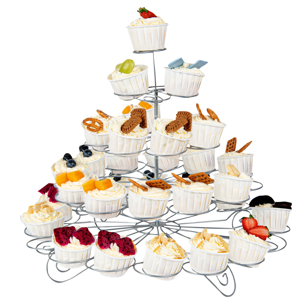 Pastry Tek Iron Cupcake Stand - 4-Tier, Holds 41 Cupcakes - 17 3/4" x 17 3/4" x 14 1/4" - 1 count box