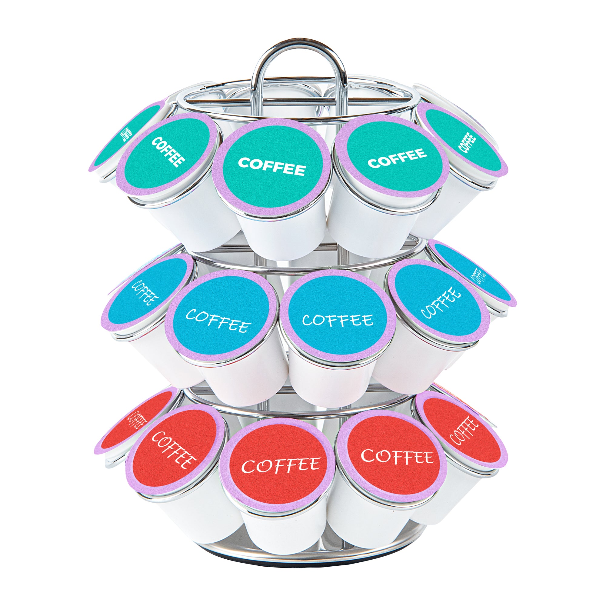 Restpresso Iron Coffee Pod / Capsule Holder - Revolving, Holds 27 K-Cups - 6 3/4" x 6 3/4" x 8 3/4" - 1 count box