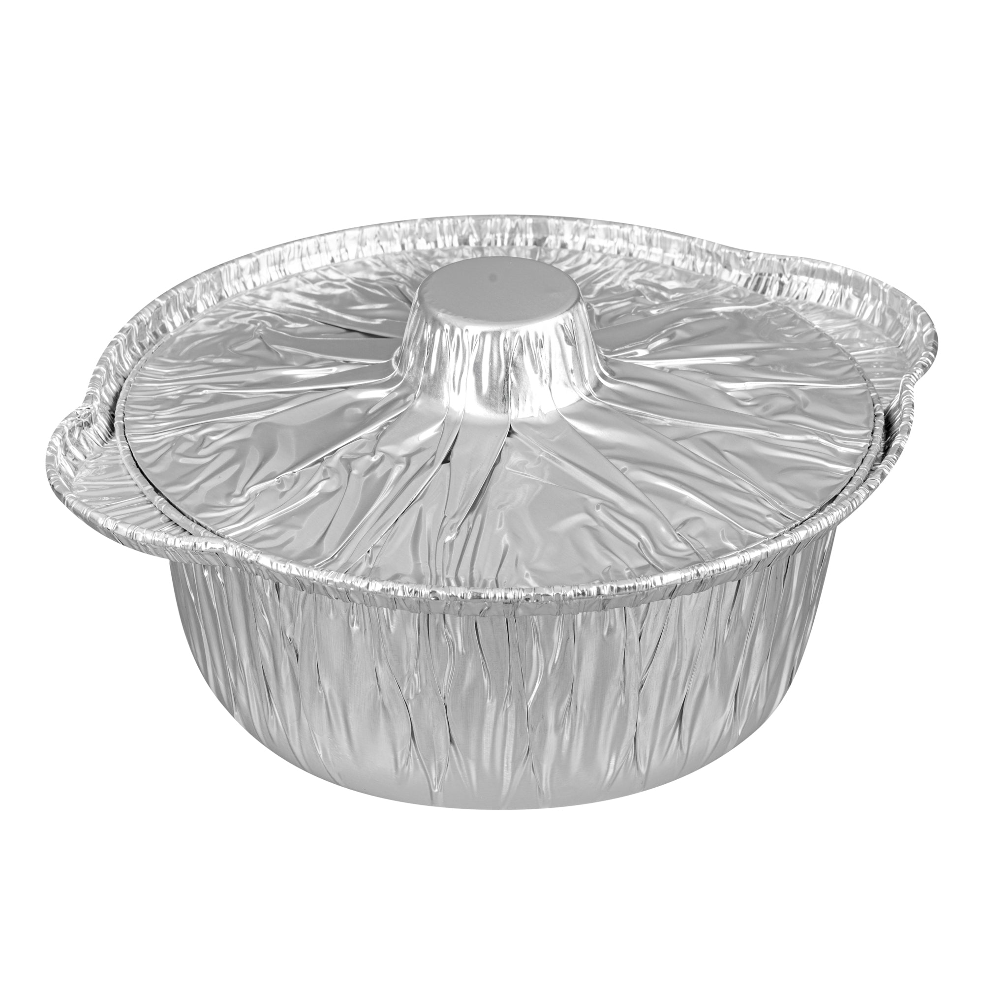 Foil Lux 34 oz Aluminum Foil Pot - with Lid - 8 1/4" x 7 1/4" x 3" - 100 count box