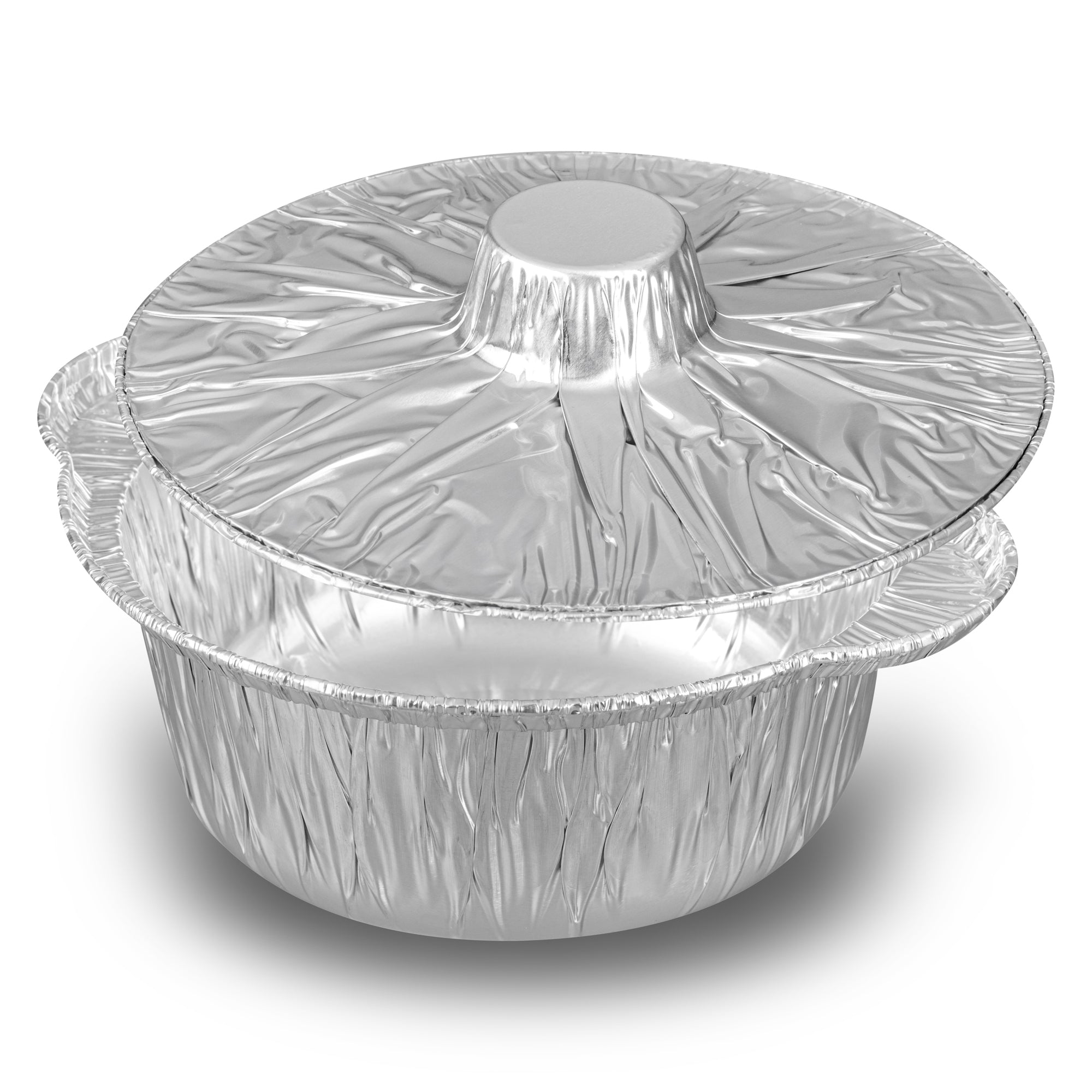 Foil Lux 34 oz Aluminum Foil Pot - with Lid - 8 1/4" x 7 1/4" x 3" - 100 count box