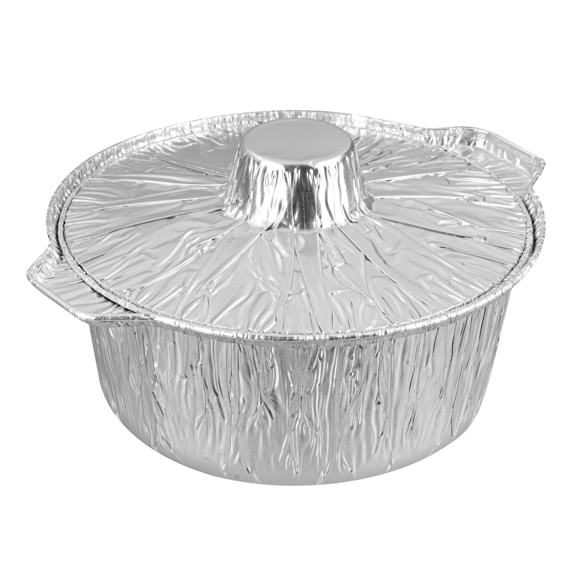 Foil Lux 60 oz Aluminum Foil Pot - with Lid - 9 3/4" x 8 3/4" x 3 3/4" - 100 count box