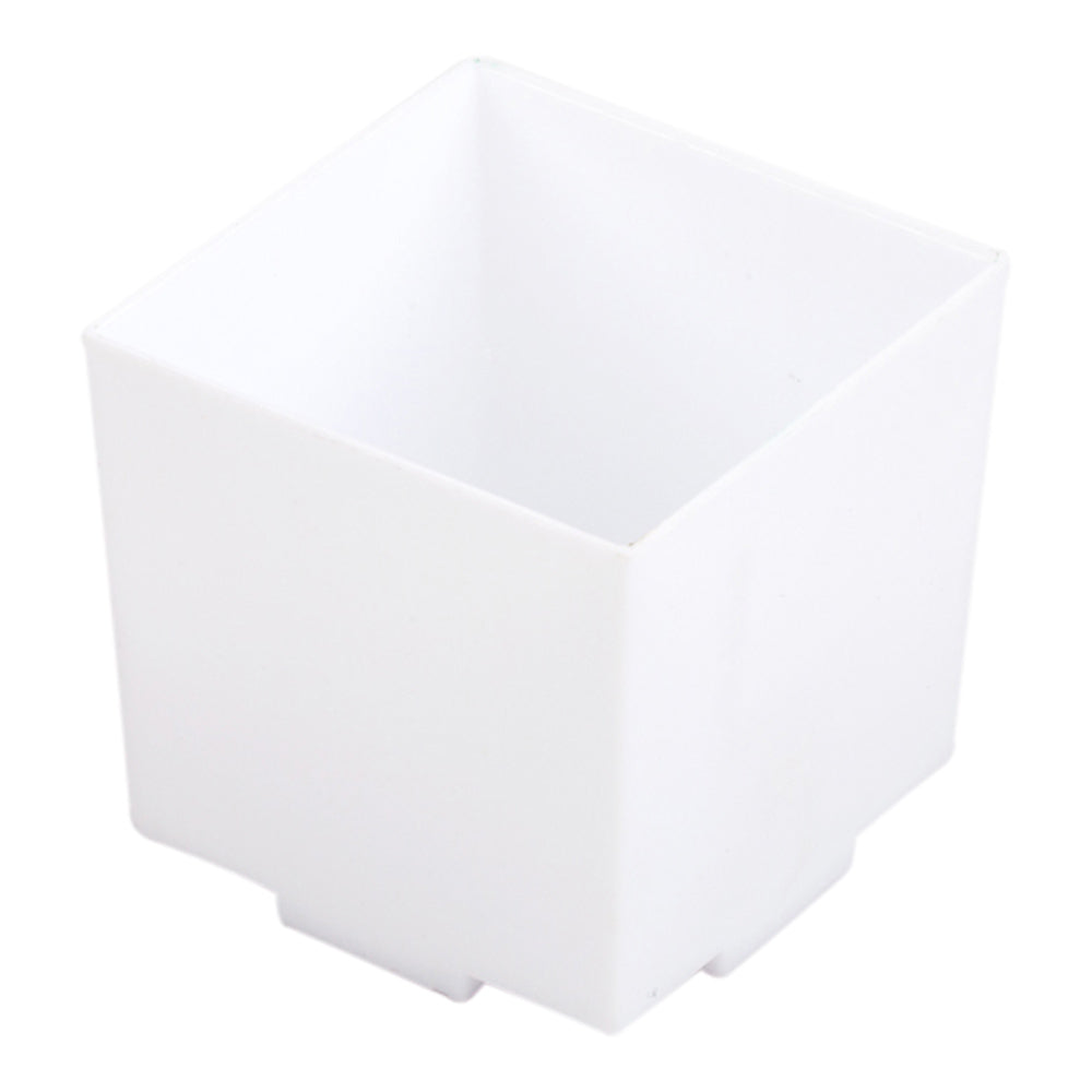 3 oz Square White Plastic Quadrato Cup - 1 3/4" x 1 1/2" x 1 3/4" - 100 count box