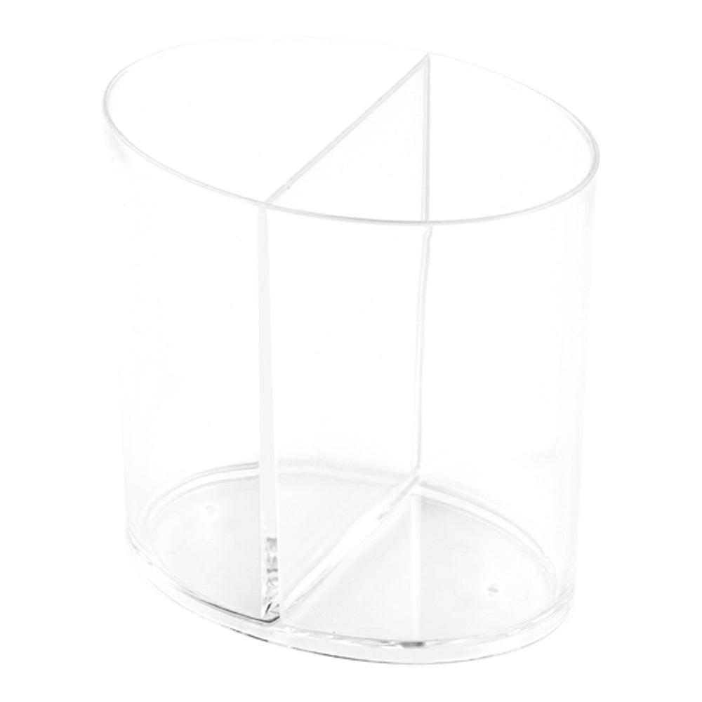 4 oz Oval Clear Plastic Duet Tasting Cup - 2 Compartments - 2 1/2" x 1 3/4" x 2 1/2" - 100 count box