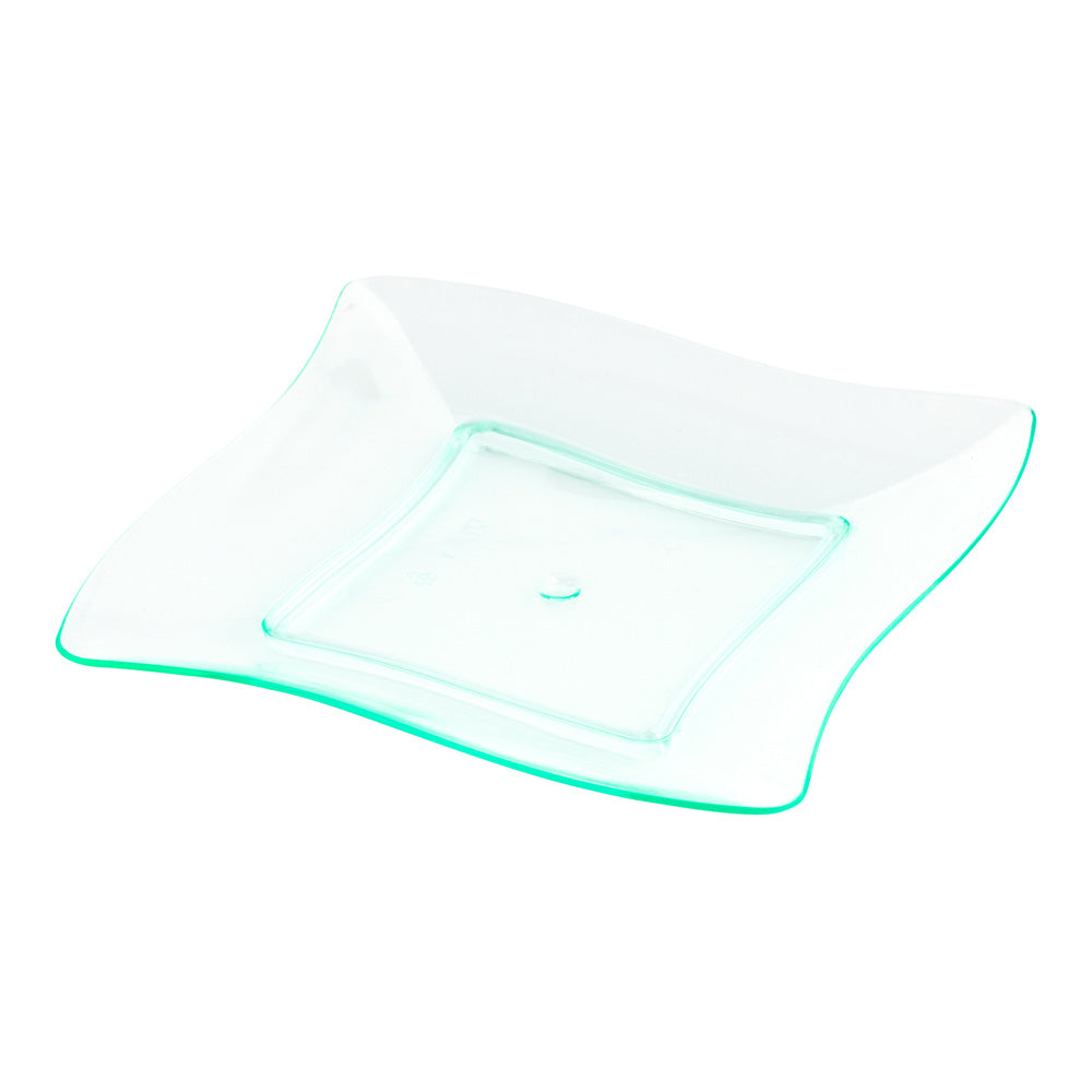 Square Seagreen Plastic Aqua Plate - 3" x 3" - 100 count box