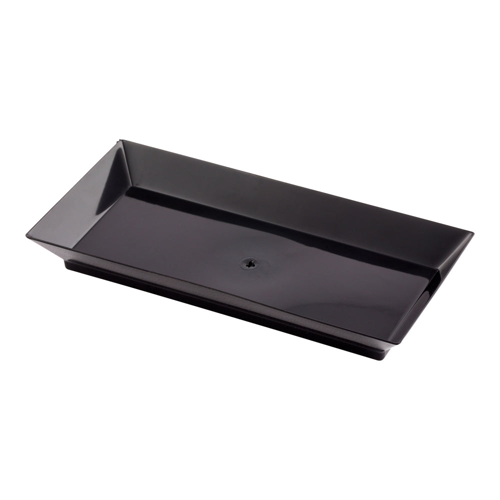 Rectangle Black Plastic Plate - 5" x 2 1/2" x 1/2" - 100 count box