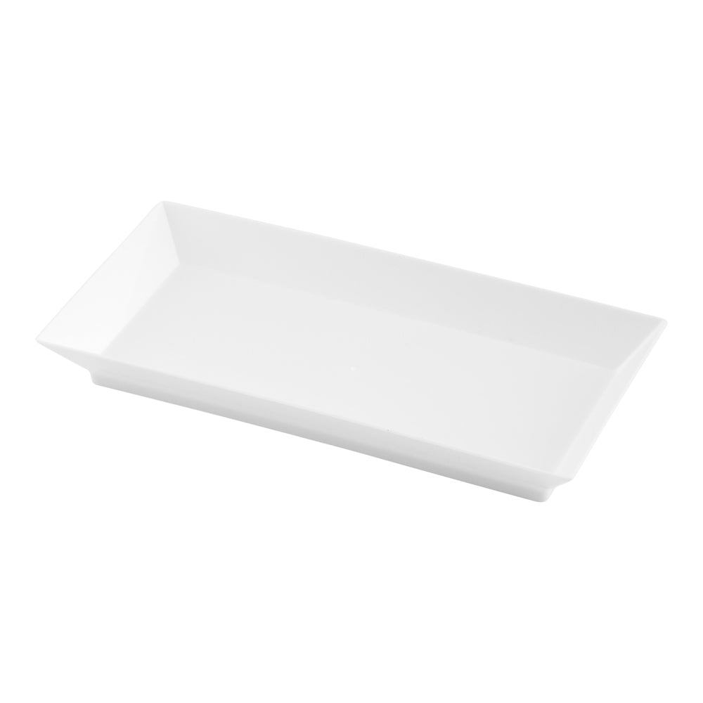 Rectangle White Plastic Plate - 5" x 2 1/2" x 1/2" - 100 count box