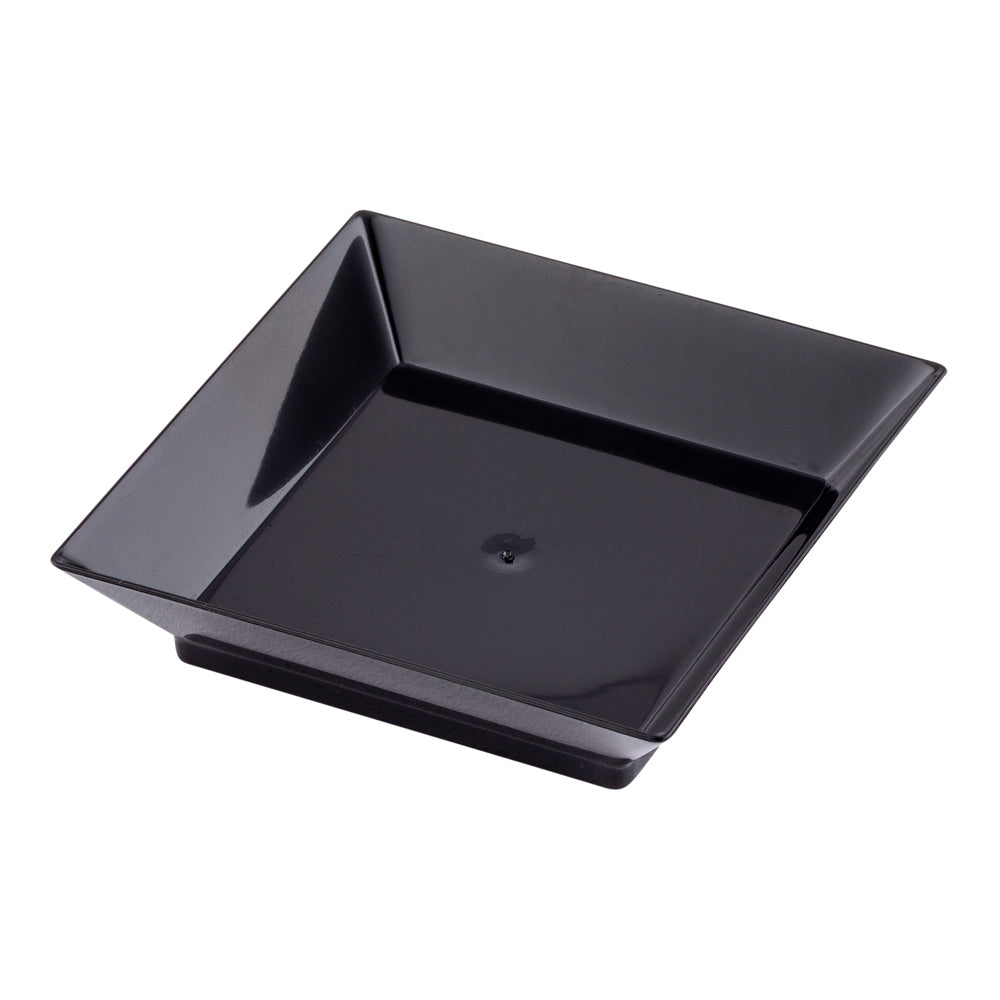 Square Black Plastic Mini Modern Plate - 2 1/2" x 2 1/2" x 1/2" - 100 count box