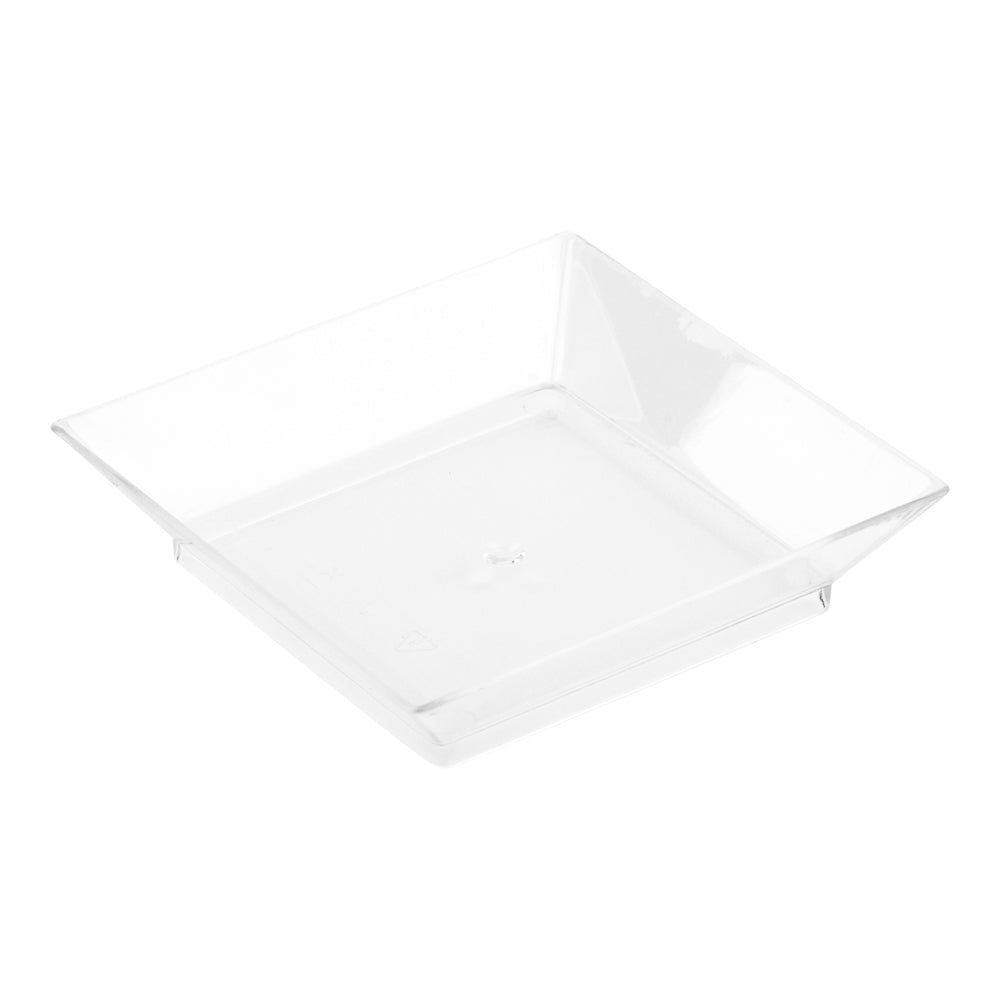 Square Clear Plastic Mini Modern Plate - 2 1/2" x 2 1/2" x 1/2" - 100 count box