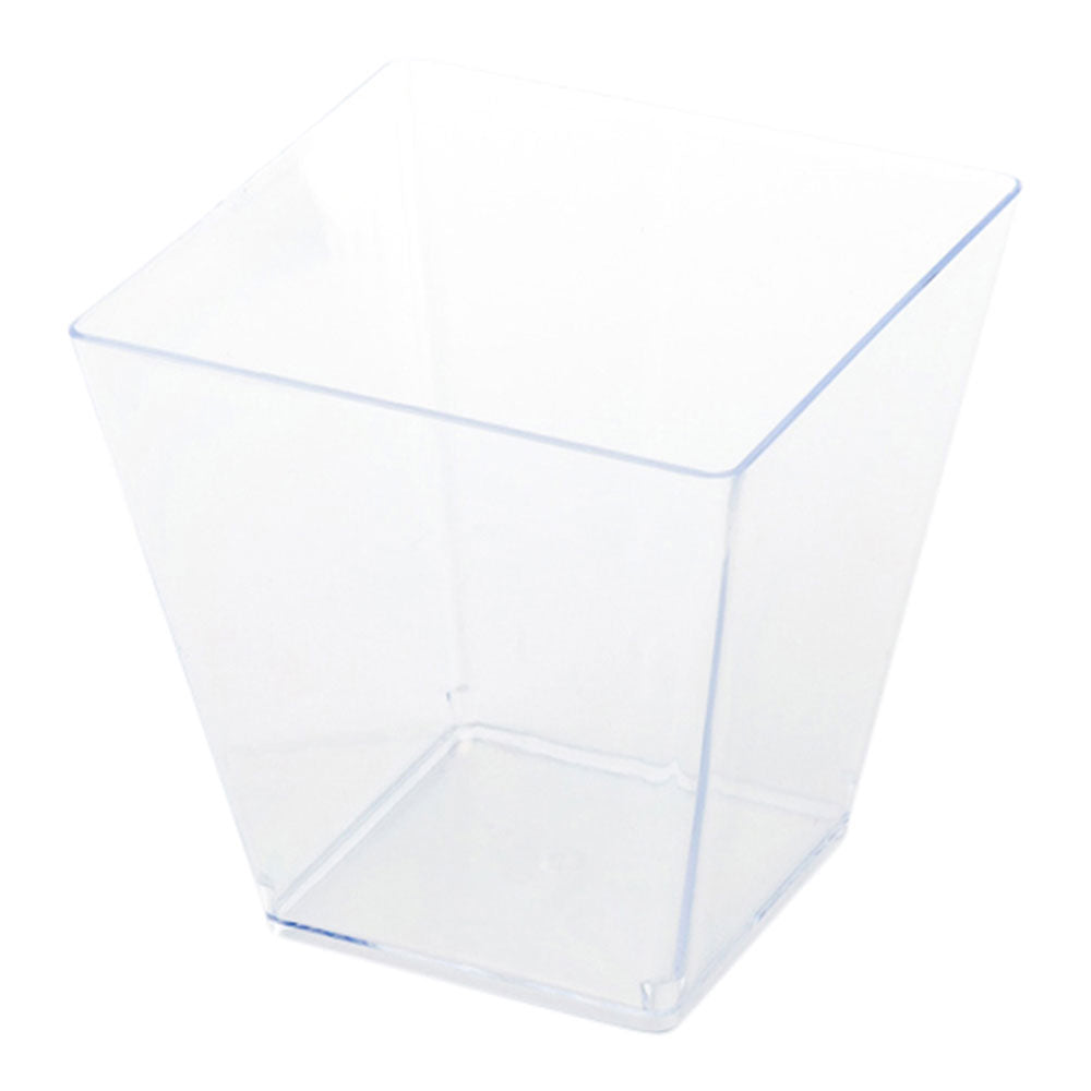 8 oz Square Clear Plastic Large Kova Cup - 2 3/4" x 2 3/4" x 2 3/4" - 100 count box