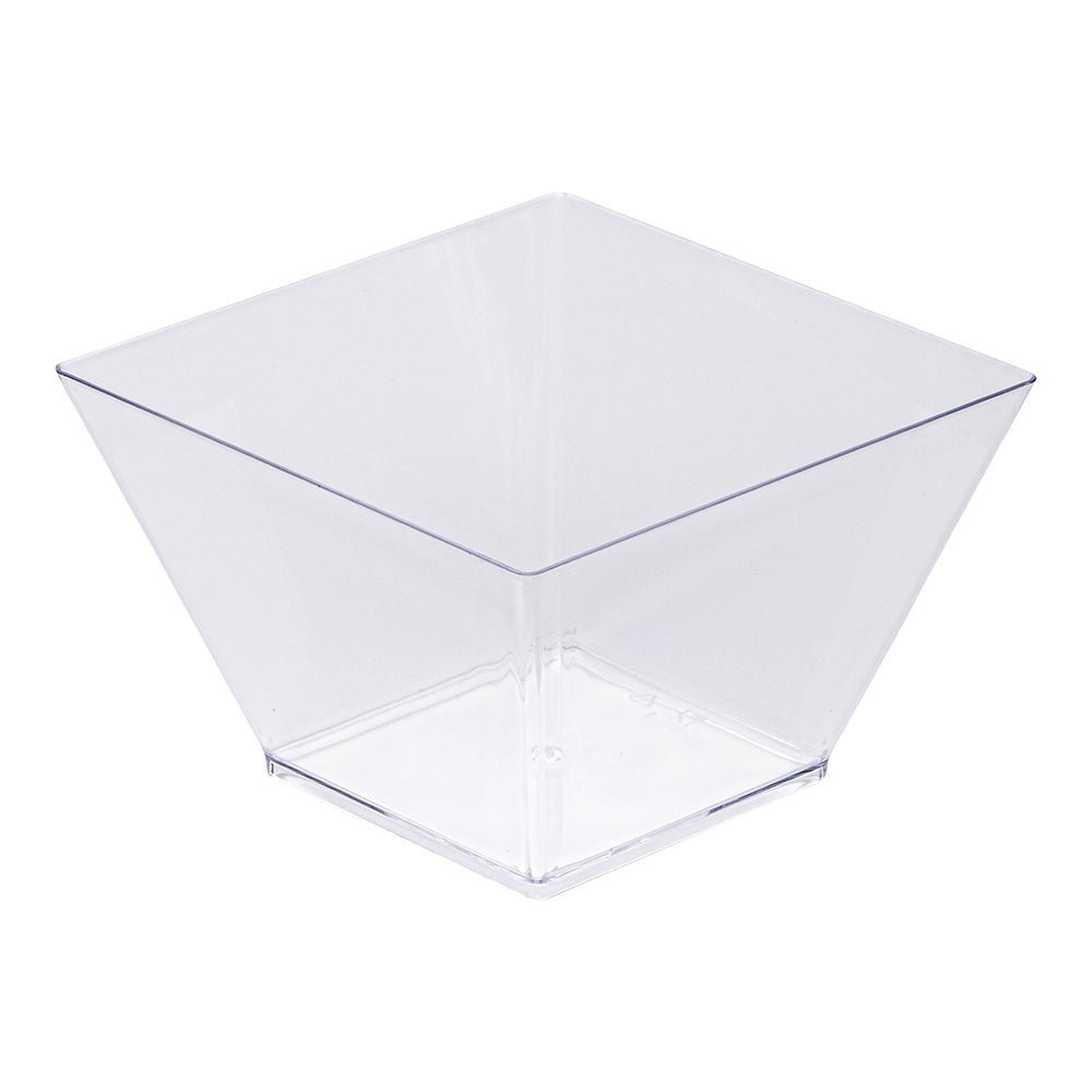 16 oz Square Clear Plastic Large Kova Bowl - 4 1/4" x 4 1/4" x 3" - 100 count box