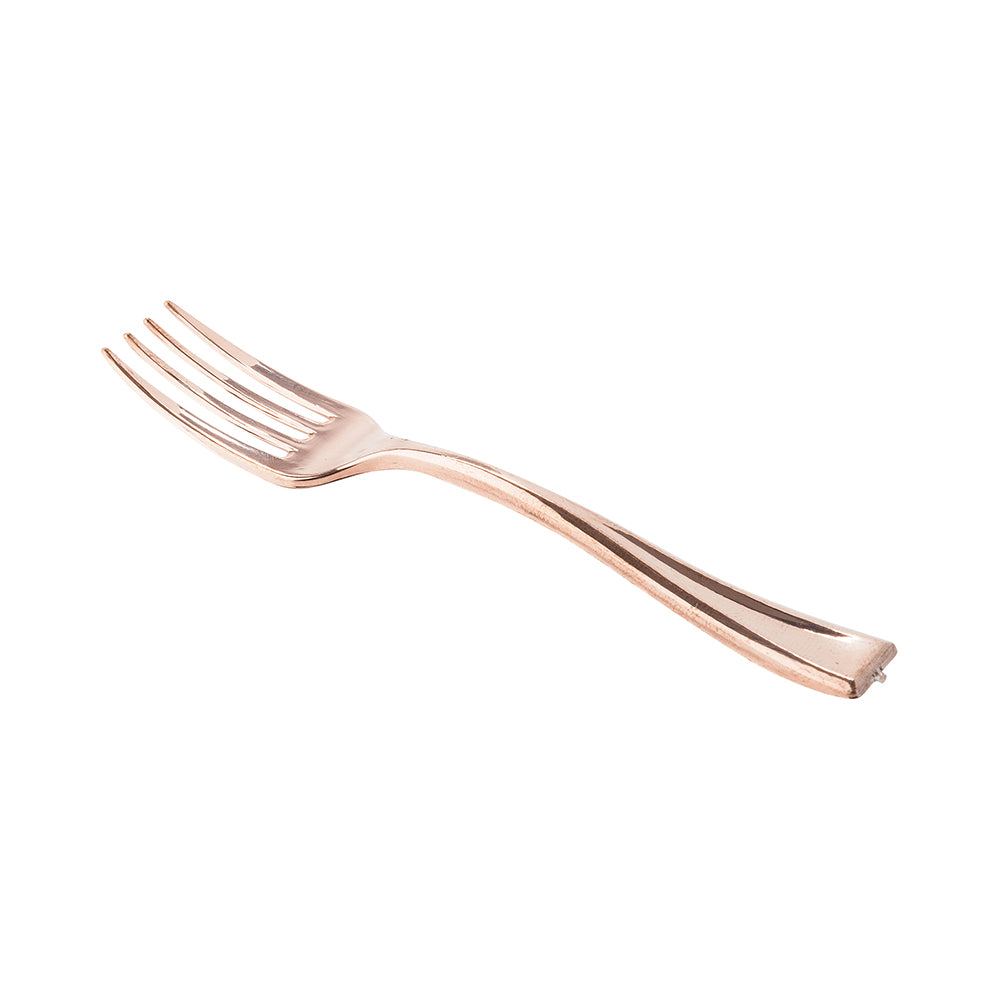 Rose Gold Plastic Mini Fork - 4" - 500 count box