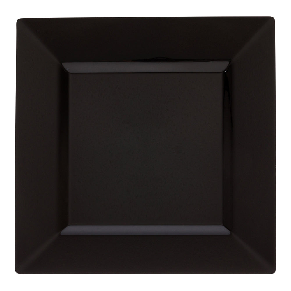 Square Black Plastic Modern Plate - 9 1/2" x 9 1/2" x 1/2" - 100 count box