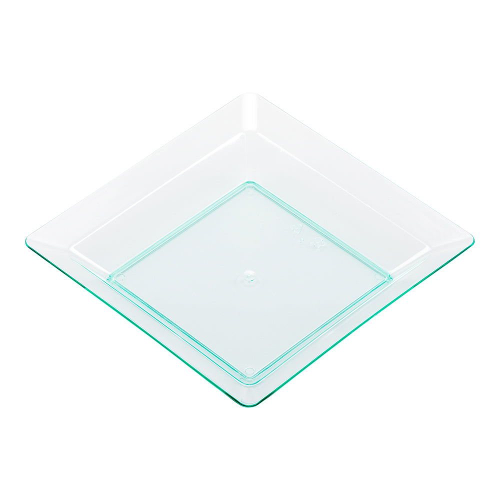 Square Seagreen Plastic Plate - 4 1/4" x 4 1/4" x 1/2" - 100 count box