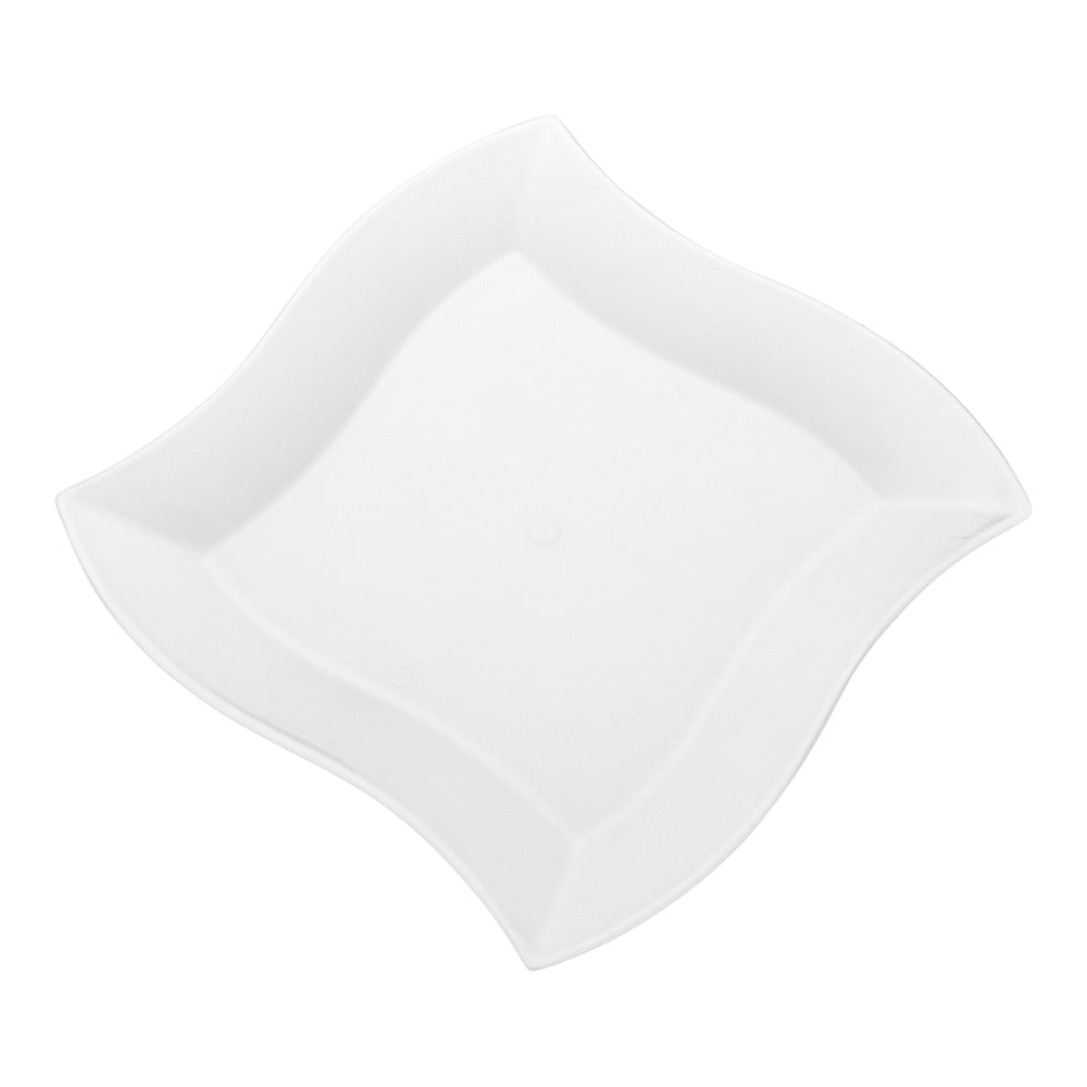 Square White Plastic Medium Aqua Plate - 7" x 7" x 1/2" - 100 count box