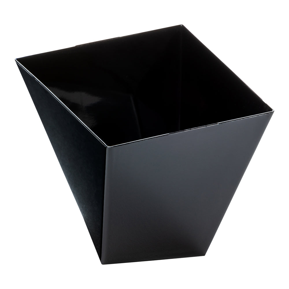 6 oz Square Black Plastic Large Girata Dish - 3 1/4" x 2 3/4" x 3" - 100 count box