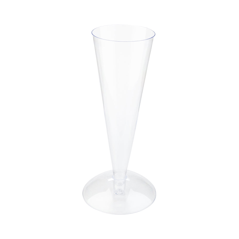 3 oz Round Clear Plastic Long Champagne Flute - Stand Sold Separately - 6" x 1 1/2" x 1 1/2" - 100 count box