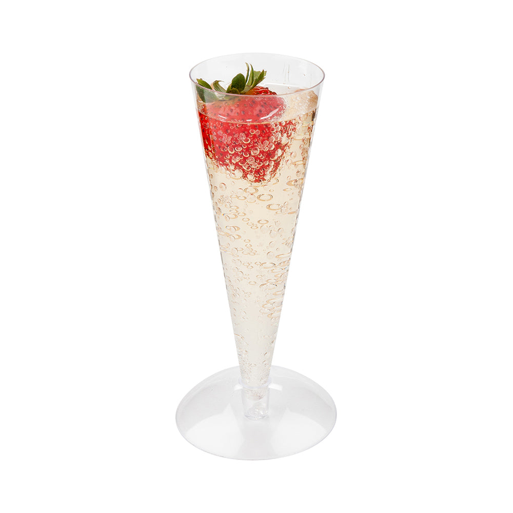 3 oz Round Clear Plastic Long Champagne Flute - Stand Sold Separately - 6" x 1 1/2" x 1 1/2" - 100 count box