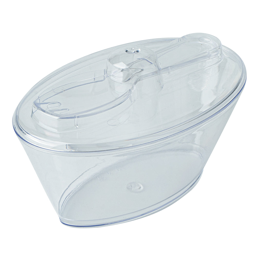 4 oz Oval Clear Plastic Deli Cup - with Spork in Lid - 4 1/2" x 2 3/4" x 2 3/4" - 100 count box