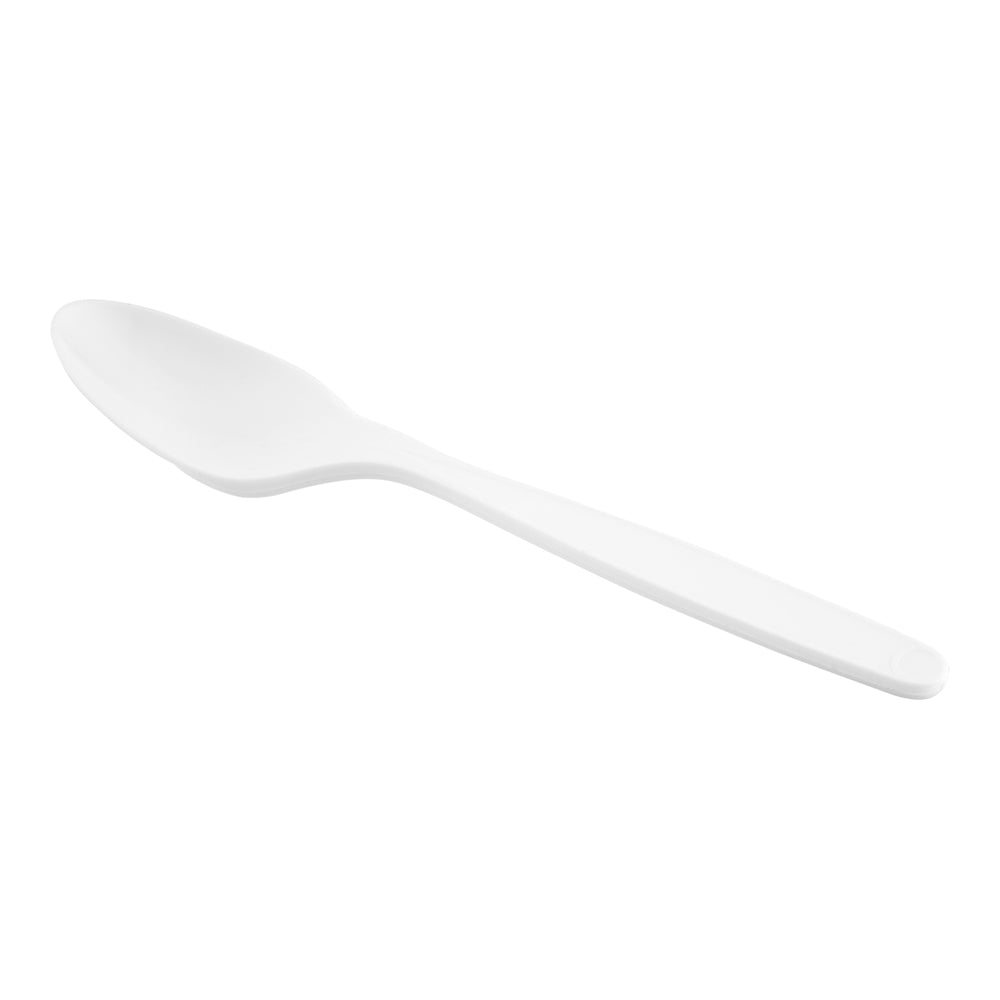 White CPLA Plastic Dessert Spoon - Compostable - 5" - 500 count box