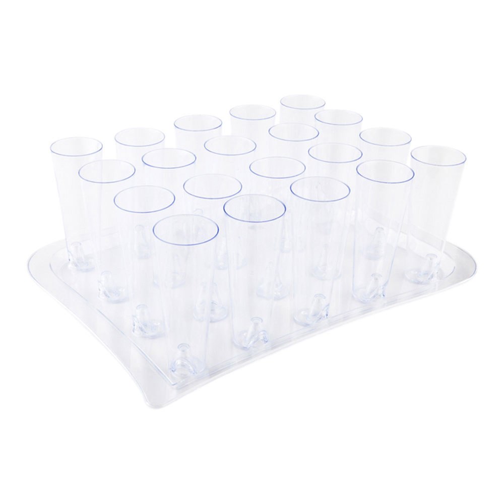 5 oz Round Clear Plastic Tall Cocktail Glass - With Serving Tray - 14 1/2" x 10 1/2" x 5" - 100 count box