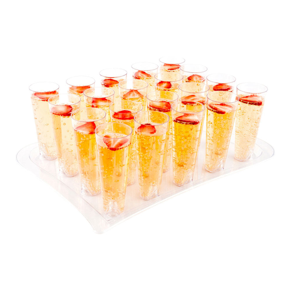 5 oz Round Clear Plastic Tall Cocktail Glass - With Serving Tray - 14 1/2" x 10 1/2" x 5" - 100 count box