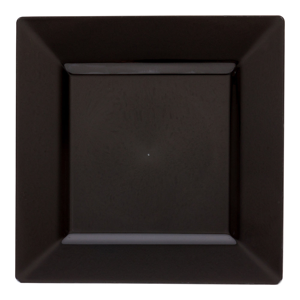 Square Black Plastic Medium Plate - 8 1/4" x 8 1/4" x 1/2" - 100 count box