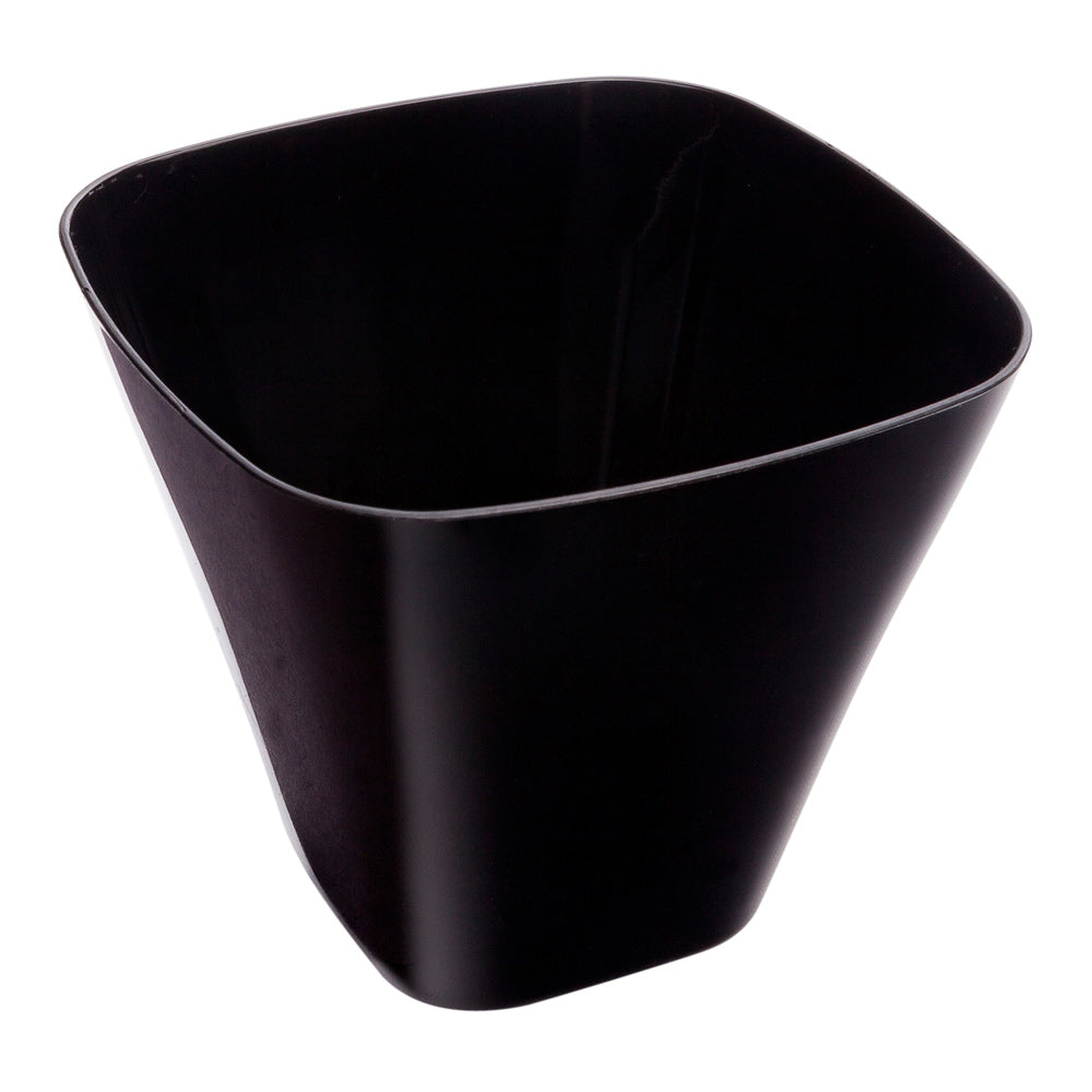 4 oz Square Black Plastic Bellissima Tasting Cup - 2 1/2" x 2 1/2" x 2 1/4" - 100 count box