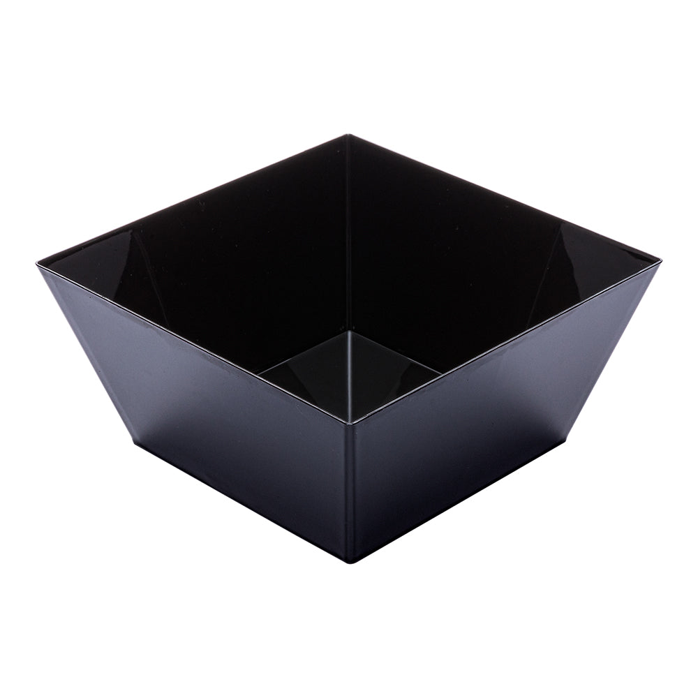 18 oz Square Black Plastic Medium Modern Bowl - 6 3/4" x 6 3/4" x 3" - 25 count box